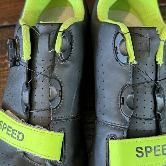 SPEED‎ Microtex Cycling Bike Bicycle Shoes Black Green 3 Bolt Size EU 43 Unisex - Picture 6 of 13
